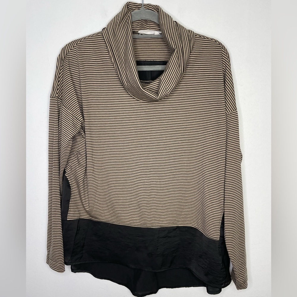 Melissa Nepton stripes mix media turtleneck top